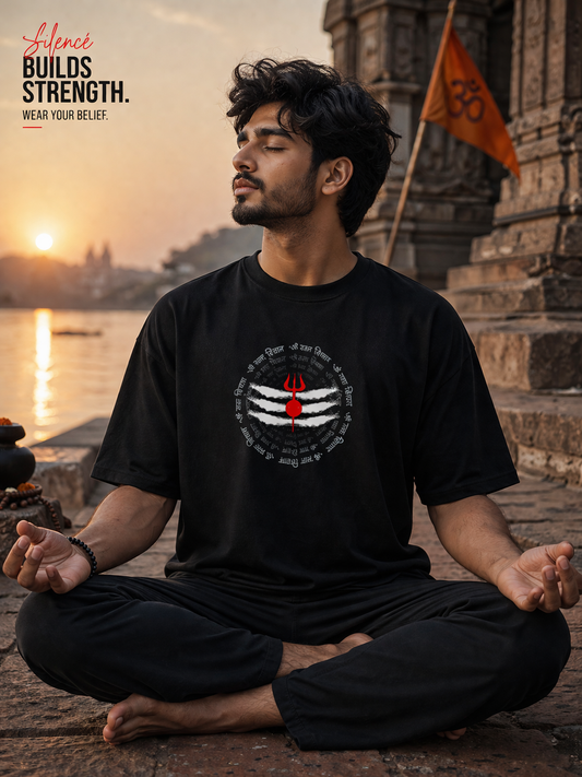 Mahadev Trishul Oversized T-Shirt – Faith Over Fear Edition